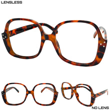 Oversized Classic Vintage Retro Style Large Square Tortoise Lensless Eye Glasses- Frame Only NO Lens 80314