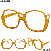 Oversized Classic Vintage Retro Style Large Square Caramel Lensless Eye Glasses- Frame Only NO Lens 80314