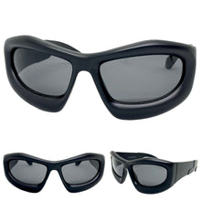 Oversized Modern Futuristic Biker Sporty Wrap SUNGLASSES Thick Black Frame 80621