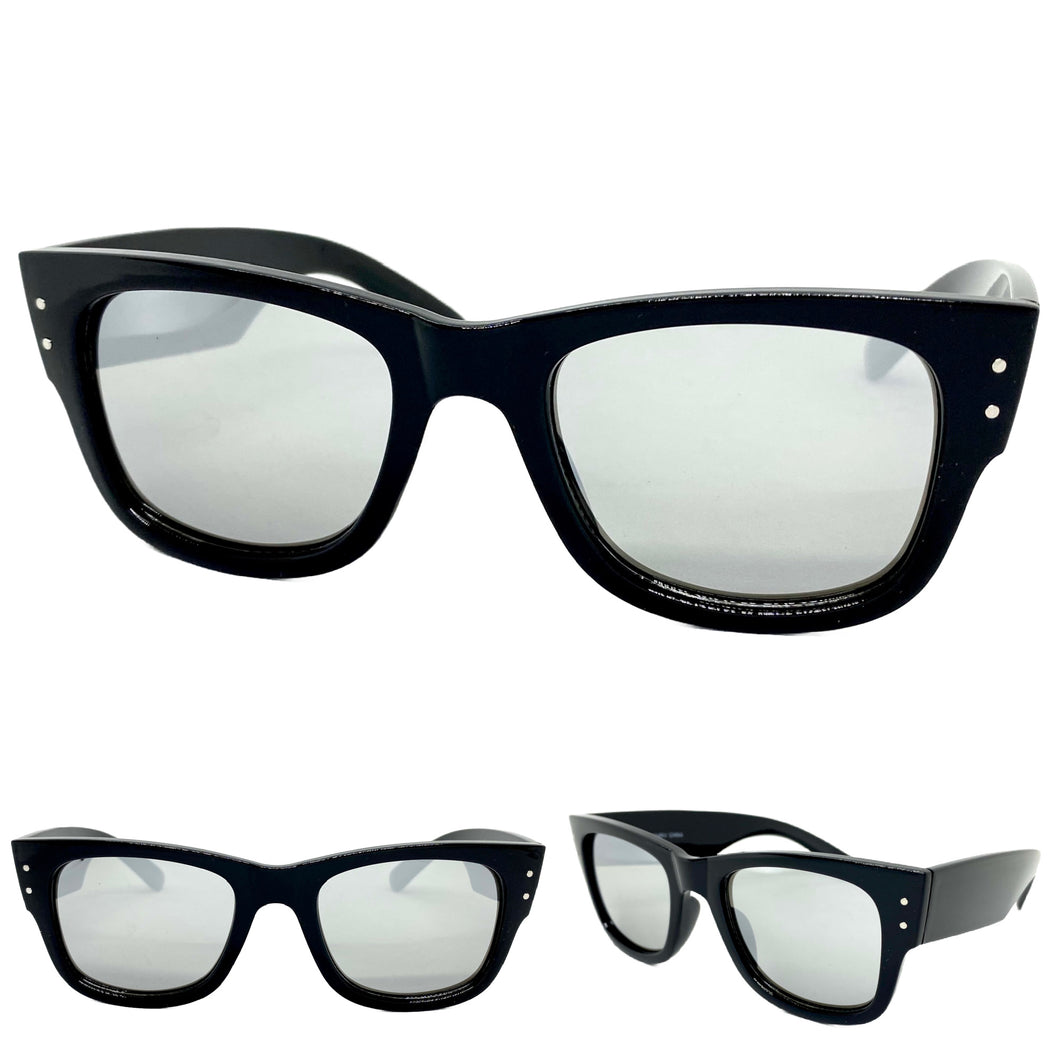 Classic Vintage Retro Style SUNGLASSES Thick Square Black Frame 6034