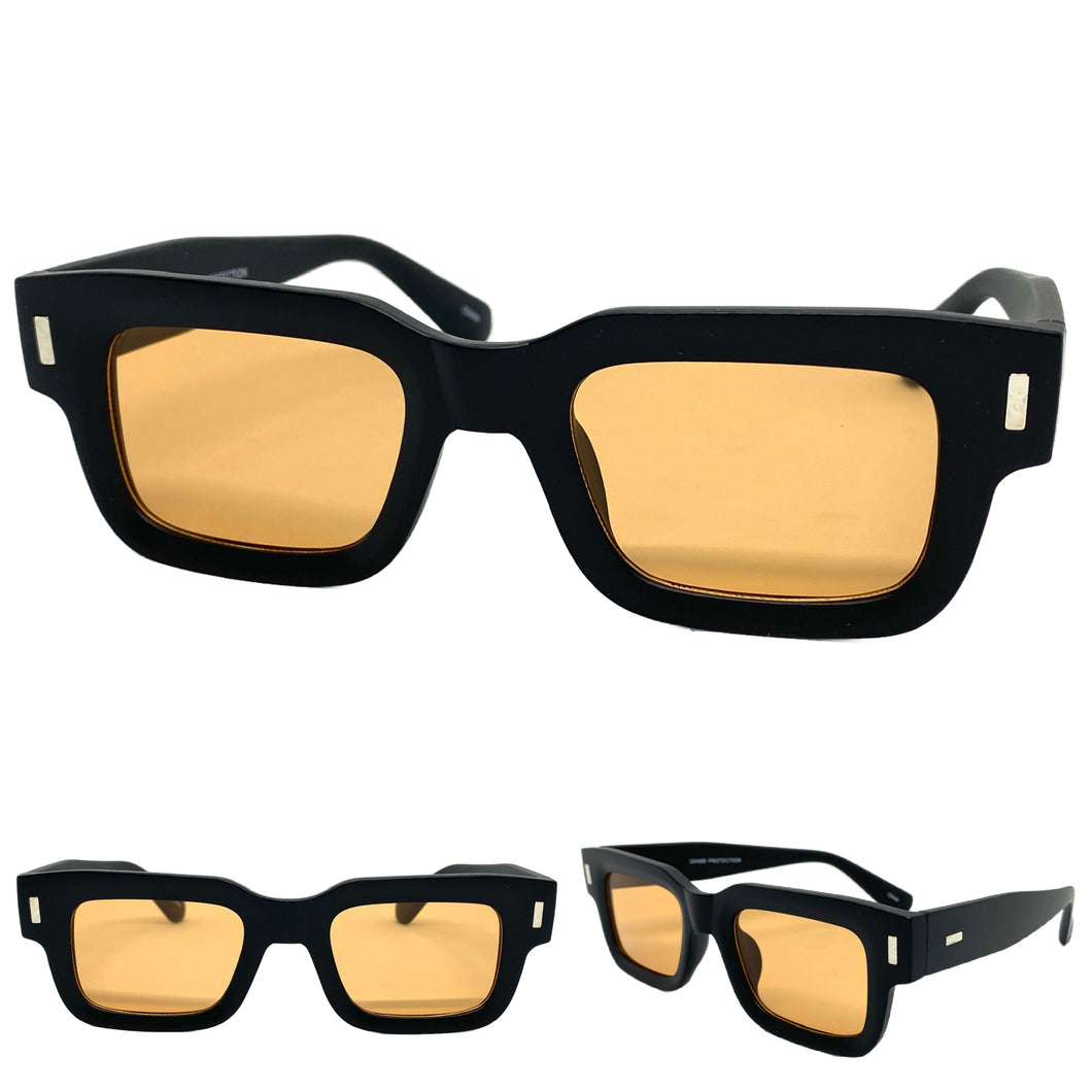 Classic Vintage Retro Style SUNGLASSES Thick Square Black Frame 80610