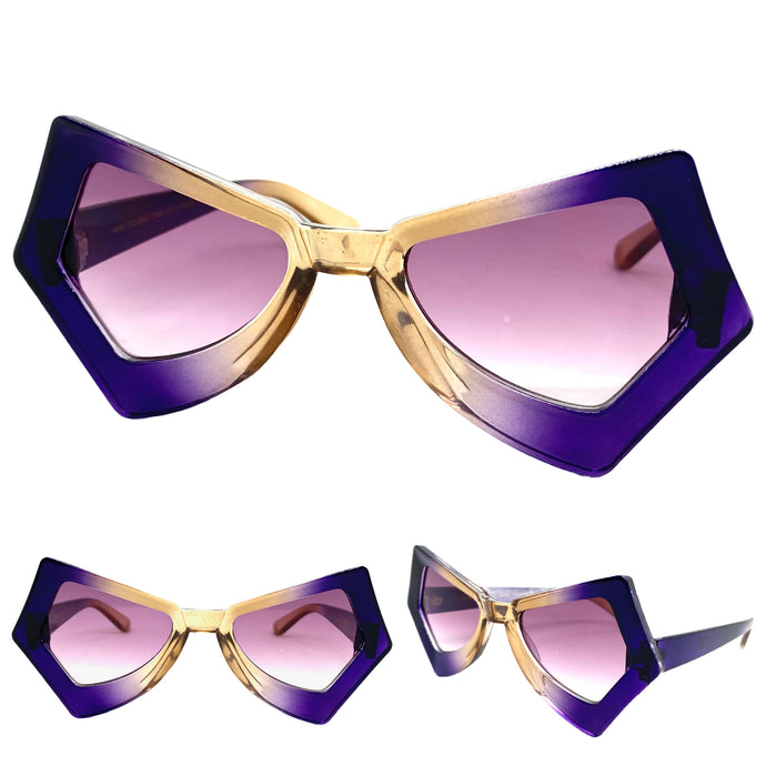 Exaggerated Classic Vintage Retro Style SUNGLASSES Funky Purple Frame P0138