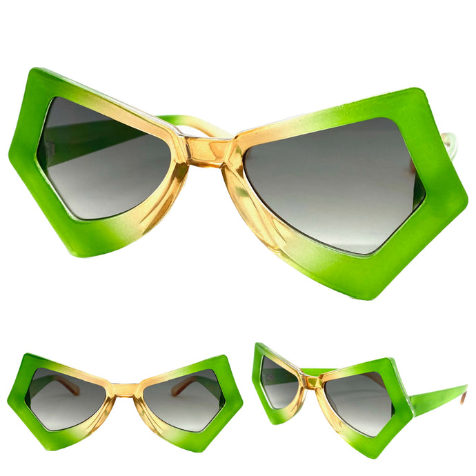 Exaggerated Classic Vintage Retro Style SUNGLASSES Funky Green Frame P0138