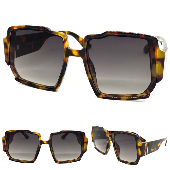 Oversized Classic Vintage Retro Style SUNGLASSES Large Funky Leopard Frame 80292