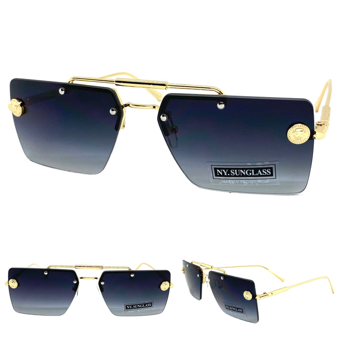 Men's Classy Elegant Luxury Designer Hip Hop Style SUNGLASSES Gold Frame 8338