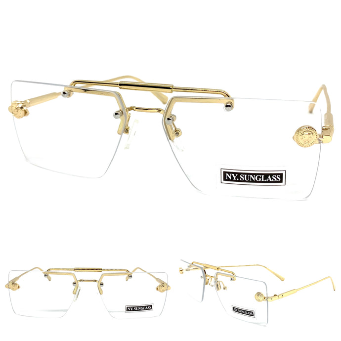 Classy Elegant Luxury Designer Hip Hop Style Clear Lens EYEGLASSES Gold Frame 8338