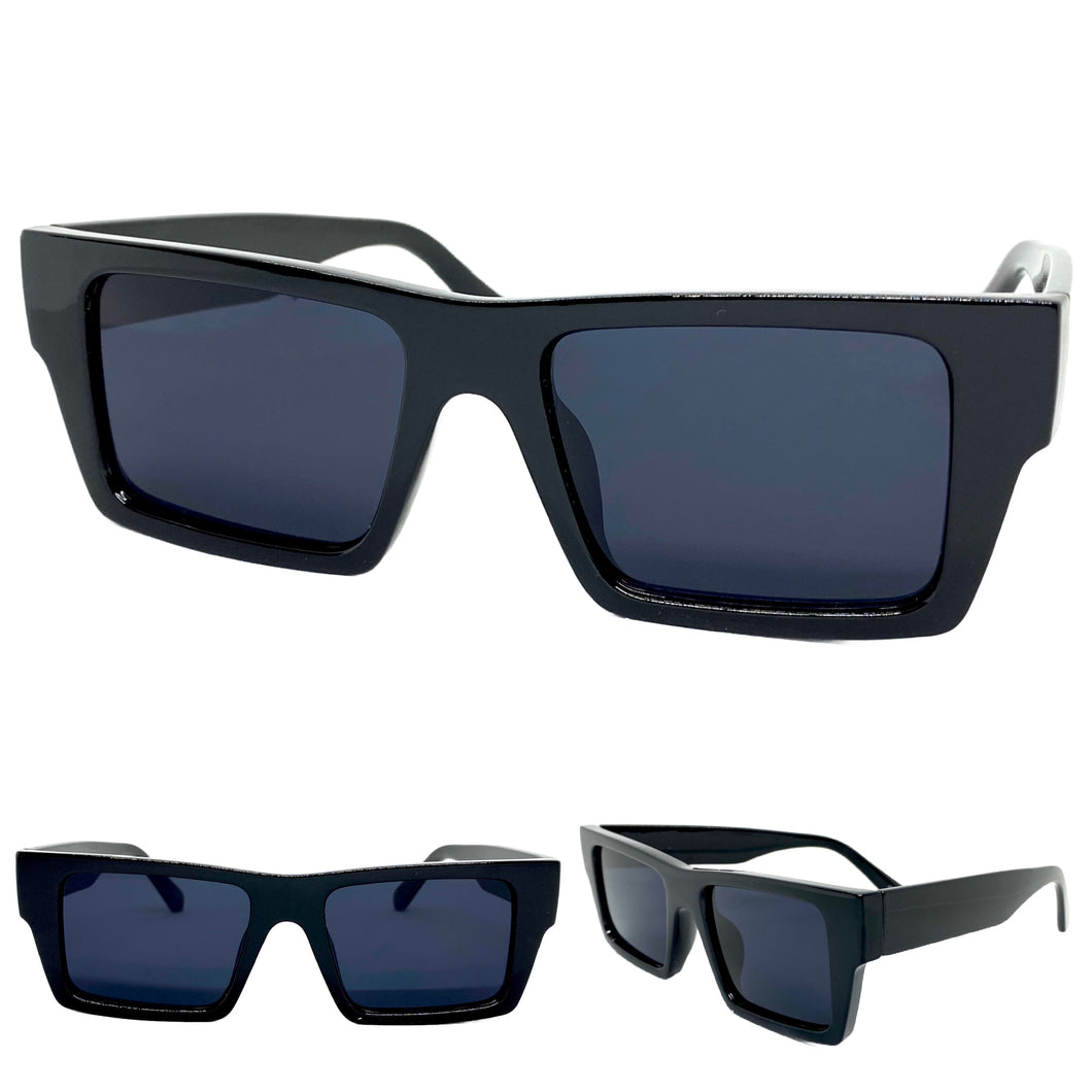 Classic Vintage Retro Hardcore Biker Style SUNGLASSES Square Black Frame 6749