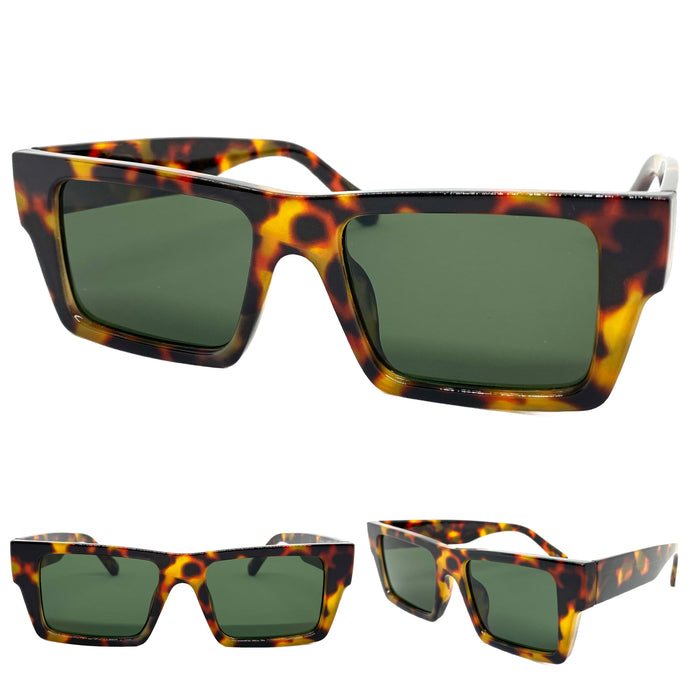 Classic Vintage Retro Hardcore Biker Style SUNGLASSES Square Tortoise Frame 6749