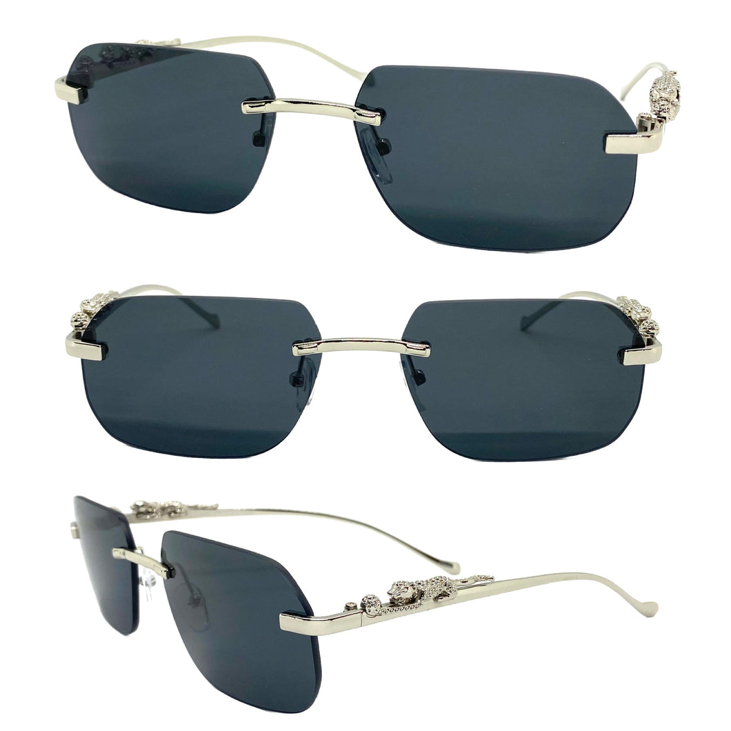 Classy Elegant Sophisticated Luxury Designer Fashion SUNGLASSES Rimless Silver Frame 5251