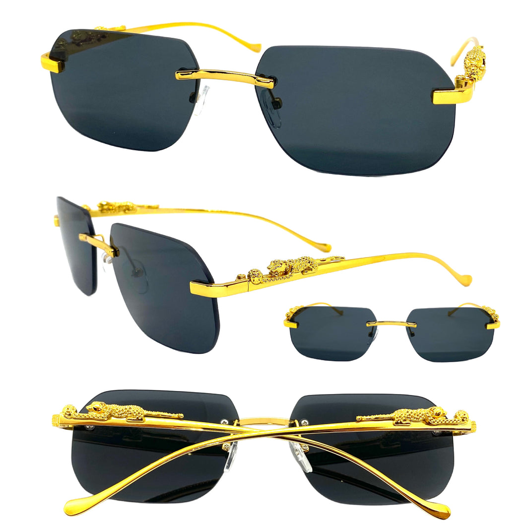 Classy Elegant Sophisticated Luxury Designer Fashion SUNGLASSES Rimless Gold Frame 5251