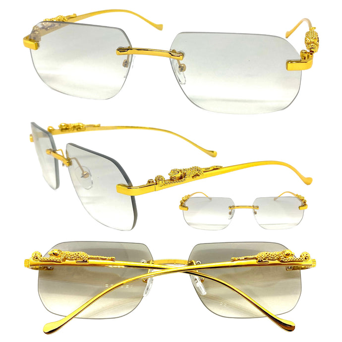 Classy Elegant Sophisticated Luxury Designer Fashion SUNGLASSES Rimless Gold Frame 5251