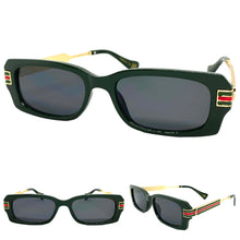 Classic Modern Retro Luxury Designer Style SUNGLASSES Green & Gold Frame 30618