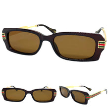 Classic Modern Retro Luxury Designer Style SUNGLASSES Brown & Gold Frame 30618