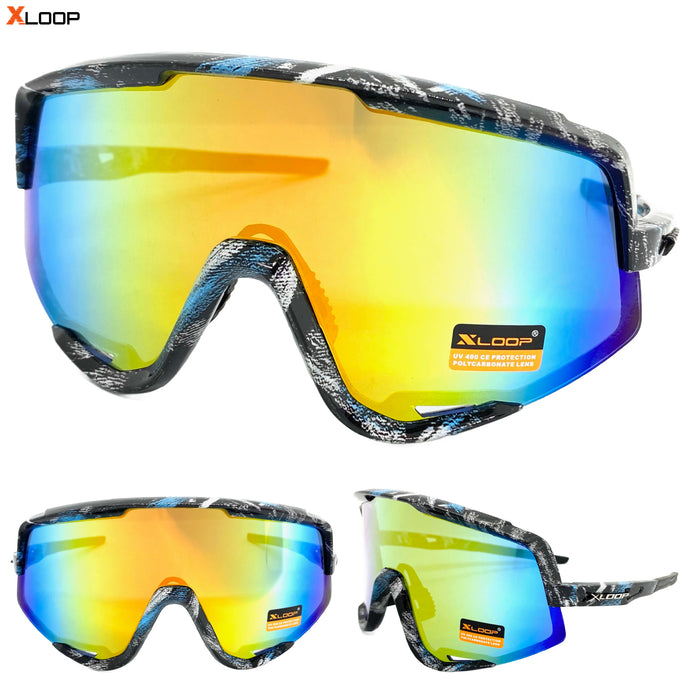 Oversized Retro Sporty Wrap Around Style SUNGLASSES Large Frame 3669