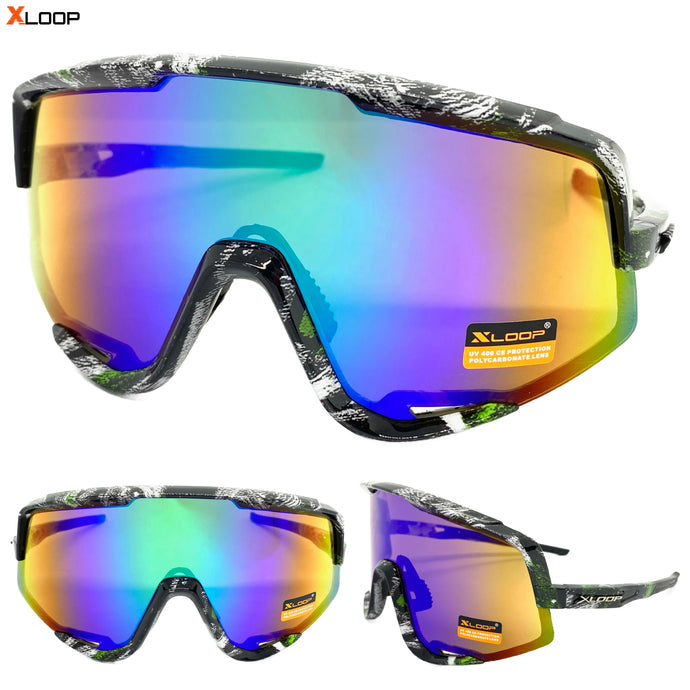 Oversized Retro Sporty Wrap Around Style SUNGLASSES Large Frame 3669