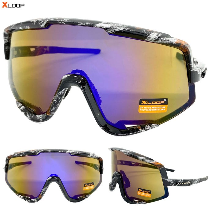 Oversized Retro Sporty Wrap Around Style SUNGLASSES Large Frame 3669