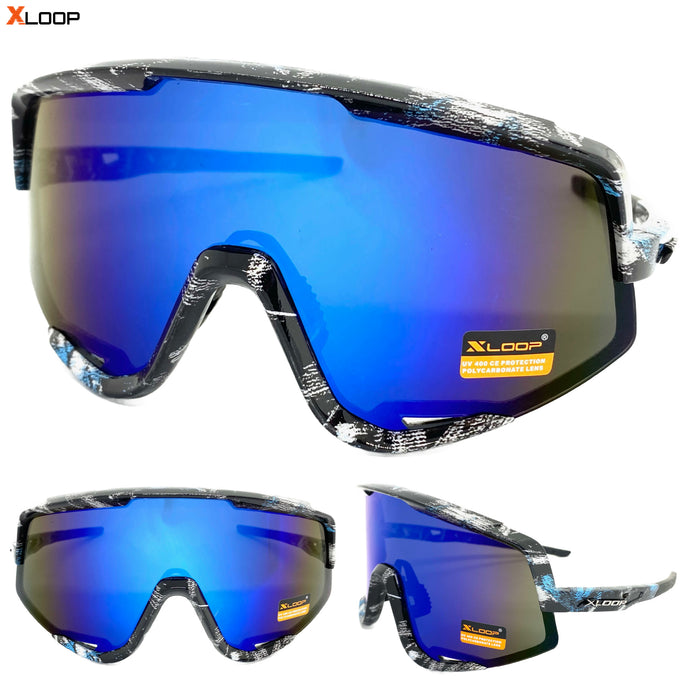 Oversized Retro Sporty Wrap Around Style SUNGLASSES Large Frame 3669