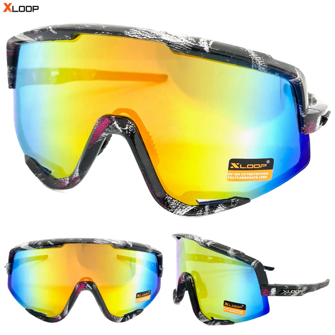 Oversized Retro Sporty Wrap Around Style SUNGLASSES Large Frame 3669