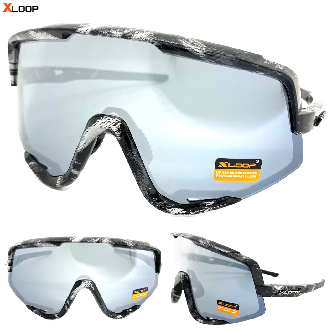 Oversized Retro Sporty Wrap Around Style SUNGLASSES Large Frame 3669