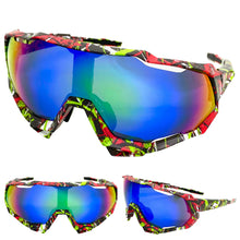 Oversized Retro Sporty Wrap Around Style SUNGLASSES Large Graffiti Frame 5303