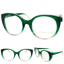 Classic Vintage Retro Cat Eye Style Clear Lens EYEGLASSES Large Green Frame E2081