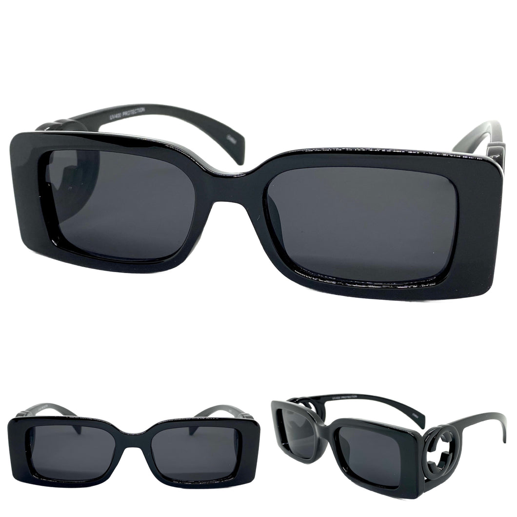 Classic Luxury Vintage Retro Style SUNGLASSES Square Black Frame 80737