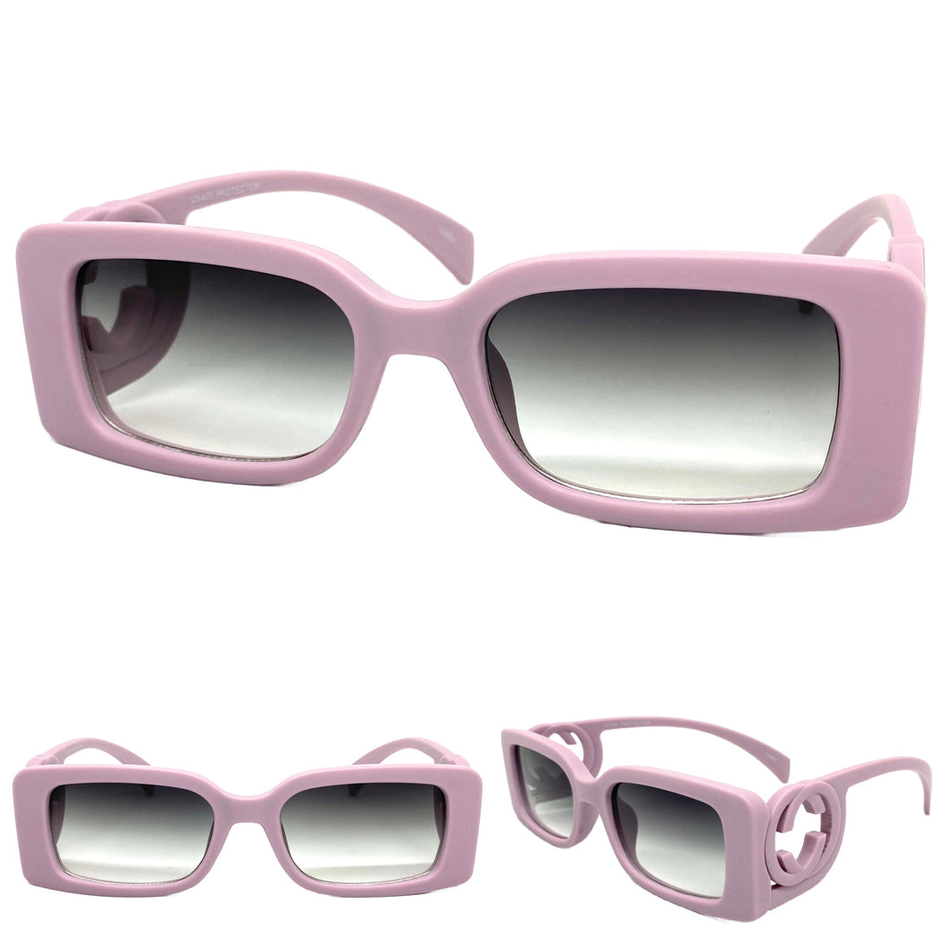 Classic Luxury Vintage Retro Style SUNGLASSES Square Lilac Frame 80737