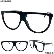 Oversized Vintage Retro Style Large Black Lensless Eye Glasses- Frame Only NO Lens 7164