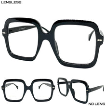 Oversized Vintage Retro Style Large Black Lensless Eye Glasses- Frame Only NO Lens 8289