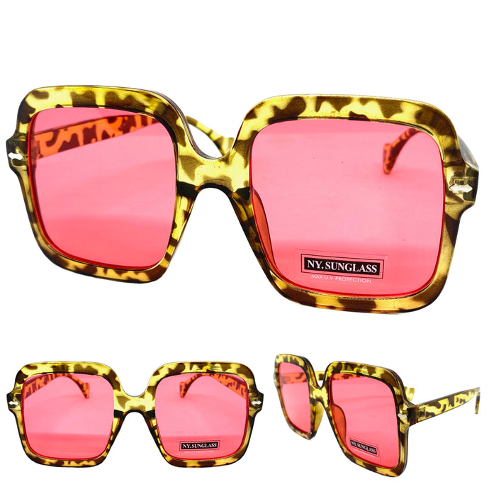 Oversized Exaggerated Vintage Retro Style SUNGLASSES Large Leopard Frame 8289