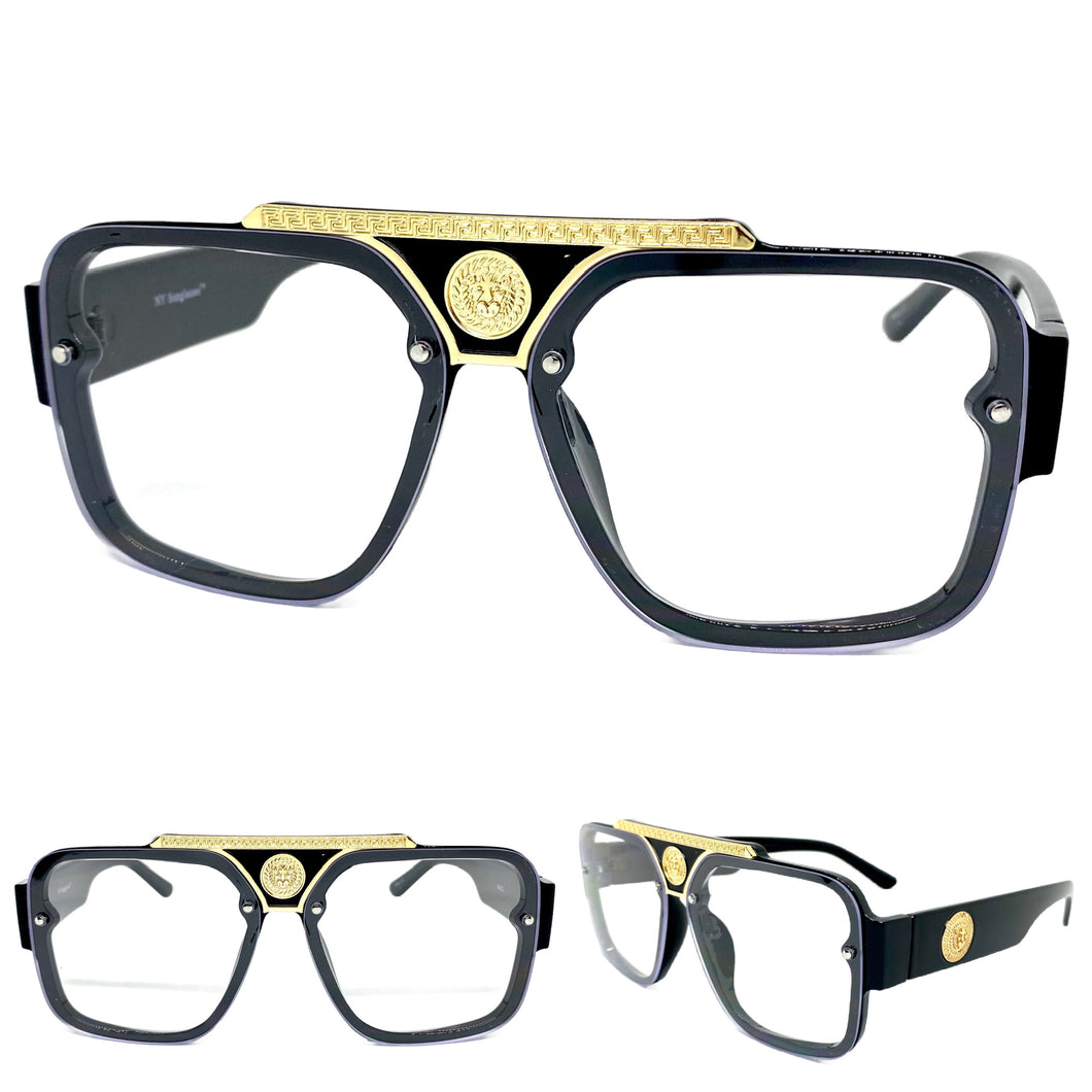 Classic Vintage Retro Hardcore Hip Hop Style Clear Lens EYEGLASSES Large Thick Black Frame 8060