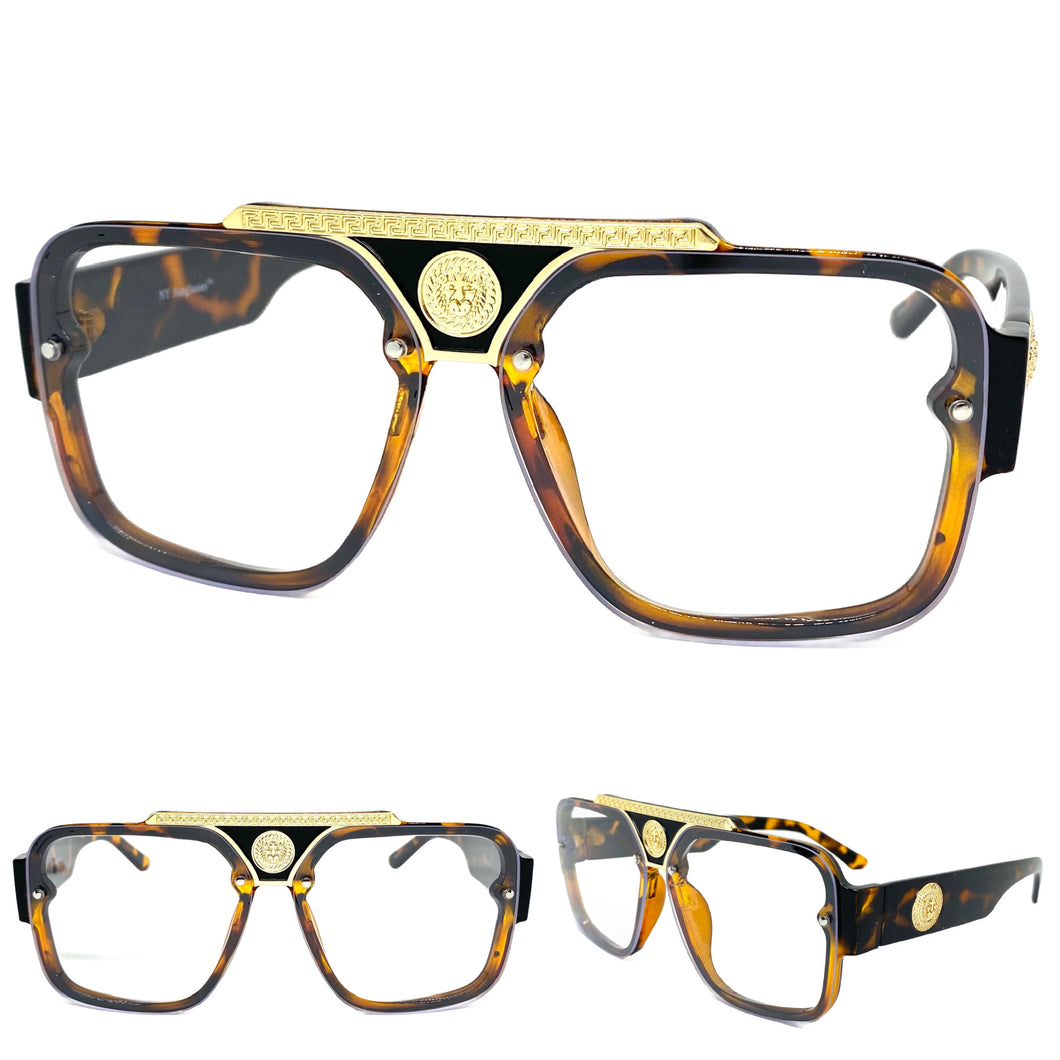 Classic Vintage Retro Hardcore Hip Hop Style Clear Lens EYEGLASSES Large Thick Tortoise Frame 8060