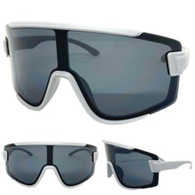 Oversized Retro Modern Shield Wrap Style SUNGLASSES Large Gray Frame 7933