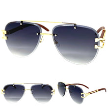 Classic Elegant Luxury Retro Hip Hop Style SUNGLASSES Gold & Wood Frame 7358