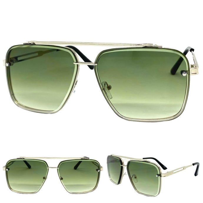 Classic Vintage Retro Luxury Aviator Style SUNGLASSES Silver Frame 5257