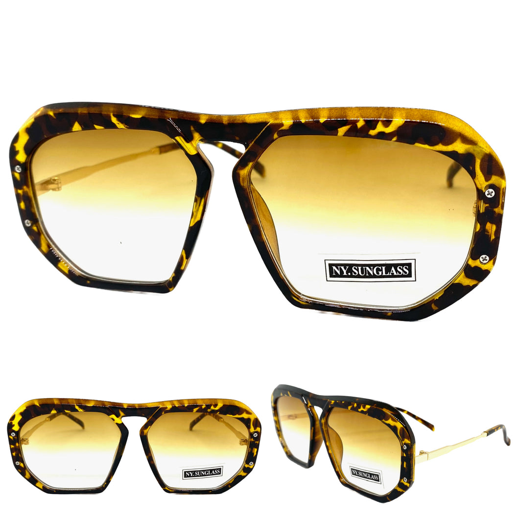 Classic Vintage Retro Luxury Style SUNGLASSES Large Tortoise & Gold Frame 6950