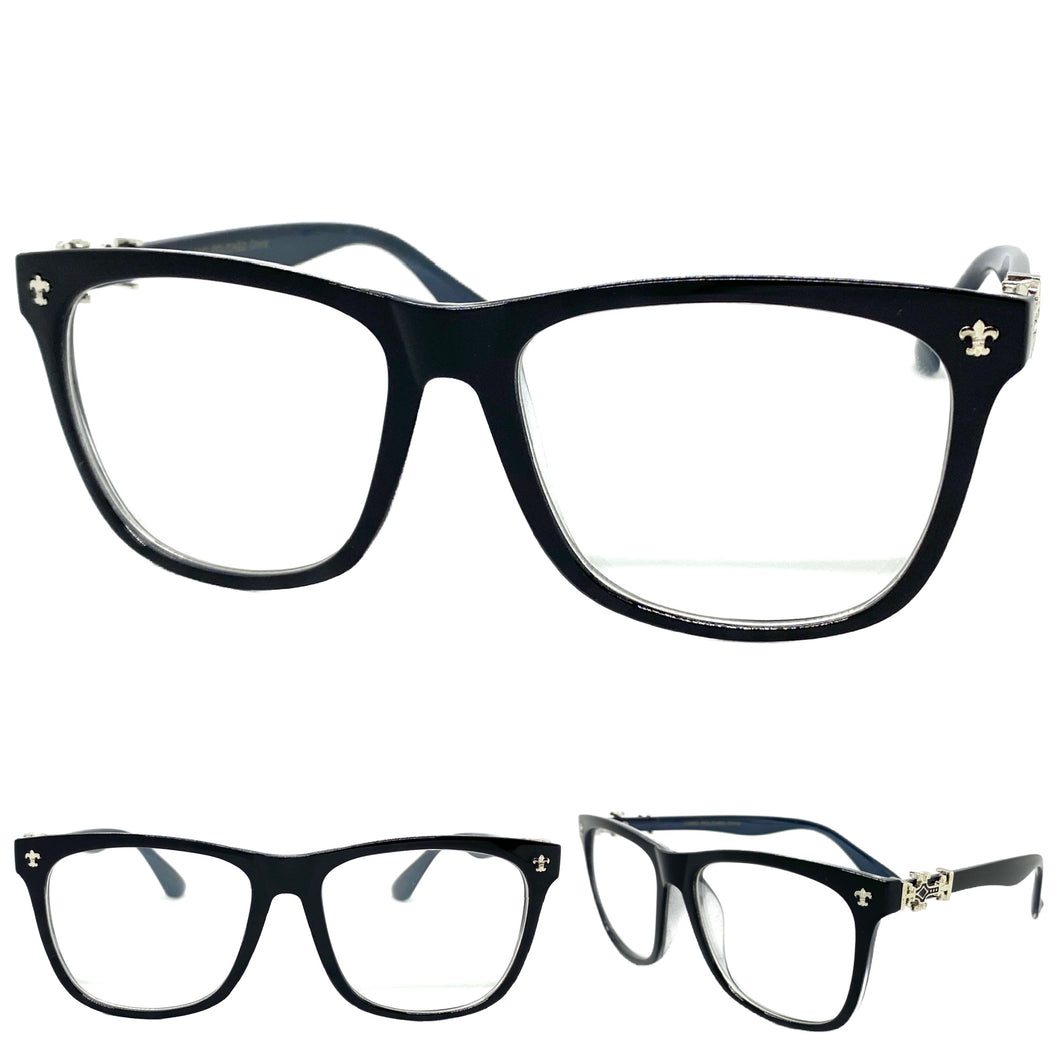 Classic Vintage Retro Style Clear Lens EYEGLASSES Black Frame 1388