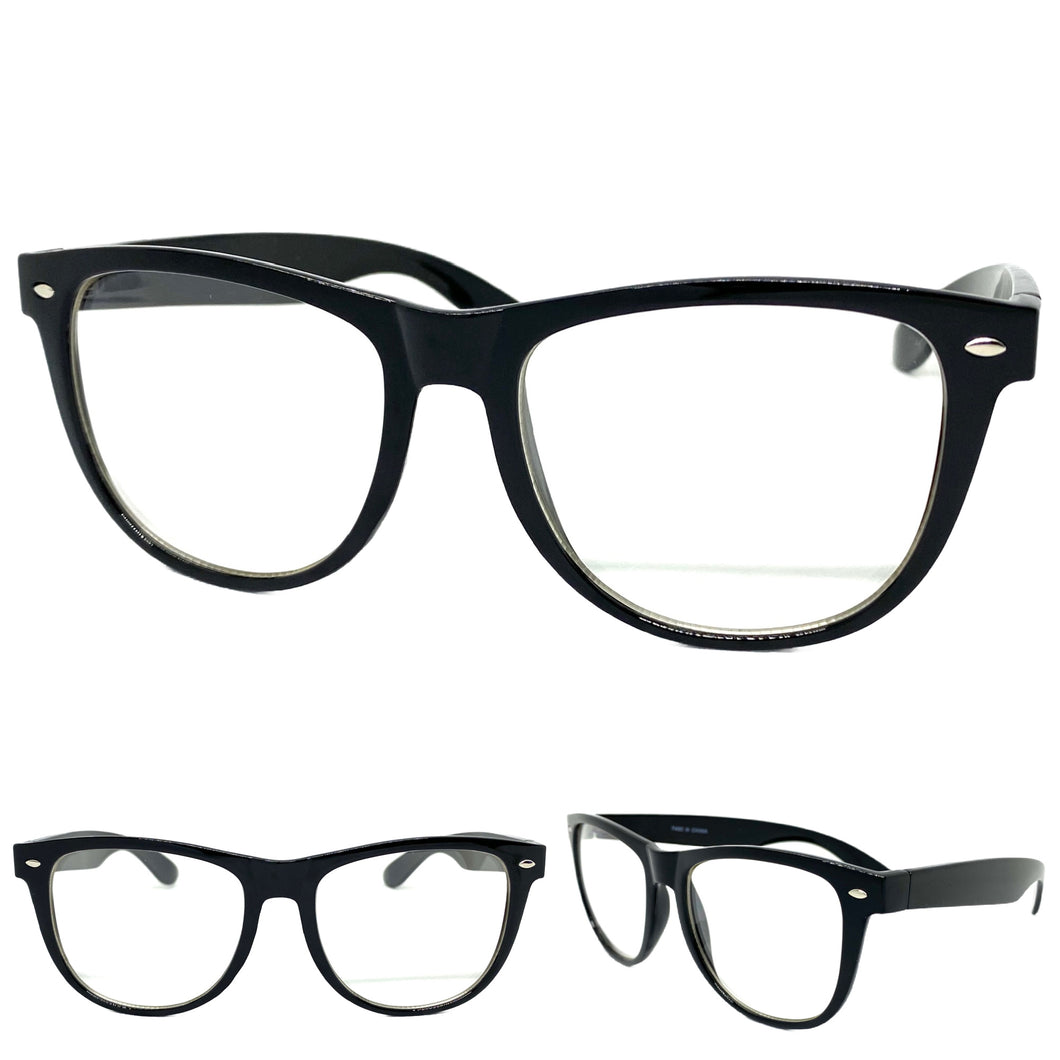 Classic Vintage Retro Style Clear Lens EYEGLASSES Black Frame 7460