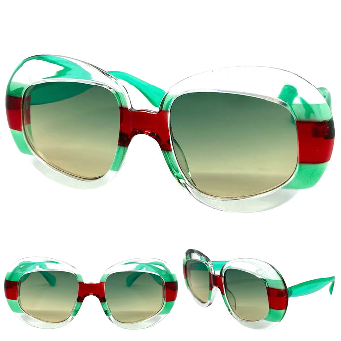 Oversized Exaggerated Vintage Retro Style SUNGLASSES Round Multicolor Frame E2083