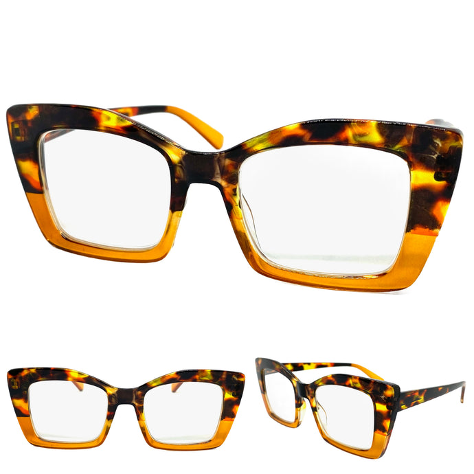 Classic Elegant Modern Retro Style READING GLASSES READERS Tortoise Frame Lens Strength +3.00