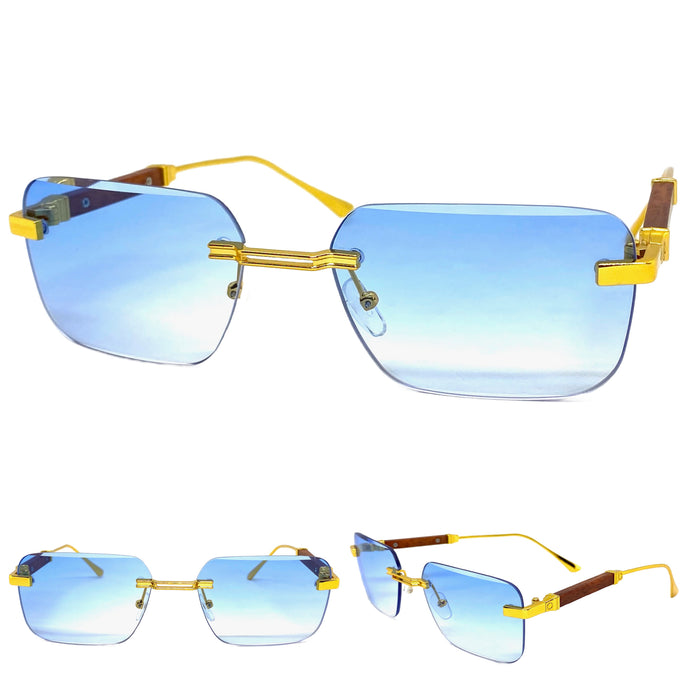 Classy Elegant Luxury Modern Designer Style SUNGLASSES Gold Rimless Frame 2087