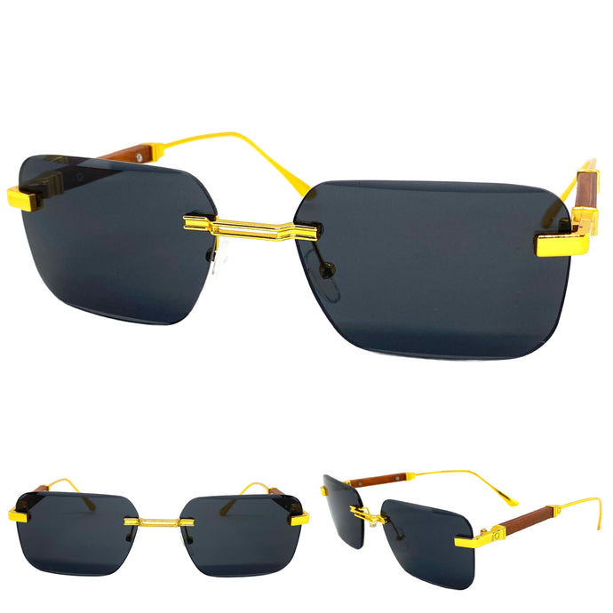 Classy Elegant Luxury Modern Designer Style SUNGLASSES Gold Rimless Frame 2087