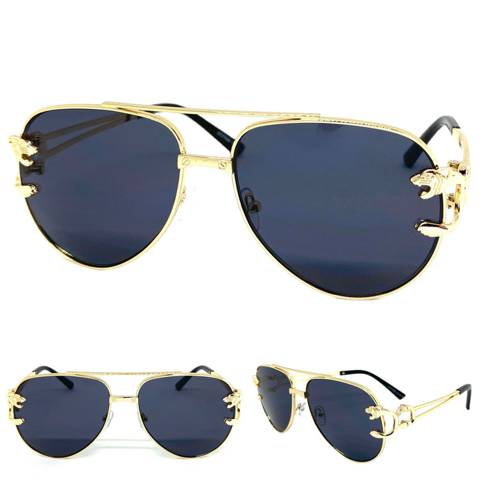 Classic Vintage Retro Luxury Aviator Style SUNGLASSES Gold Metal Frame 27698