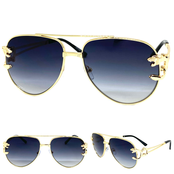 Classic Vintage Retro Luxury Aviator Style SUNGLASSES Gold Metal Frame 27698