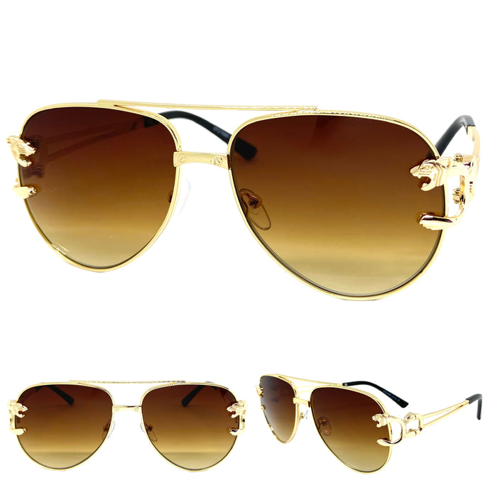 Classic Vintage Retro Luxury Aviator Style SUNGLASSES Gold Metal Frame 27698