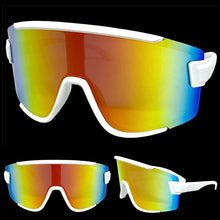 Oversized Retro Modern Shield Wrap Style SUNGLASSES Large White Frame 5306