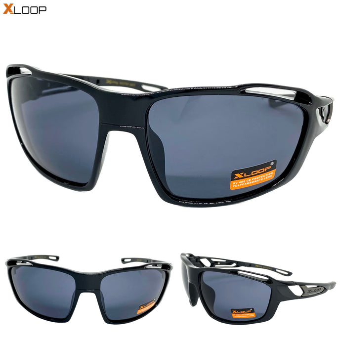 Classic Sporty Wrap Around Style SUNGLASSES Black Frame 2733