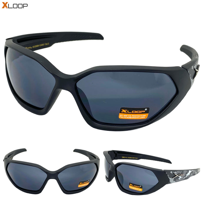 Classic Sporty Wrap Around Style SUNGLASSES Large Black Frame 2669