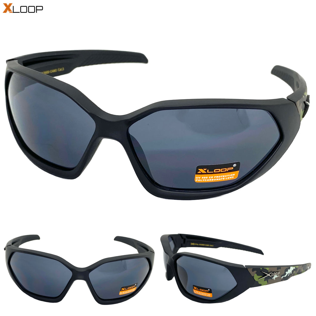 Classic Sporty Wrap Around Style SUNGLASSES Large Black Frame 2669