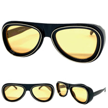 Classic Vintage Retro Aviator Style SUNGLASSES Funky Black & Silver Frame 80162